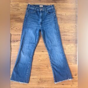 MOTHER Hustler Ankle Fray Jeans in Home Movies Wash, Size 25